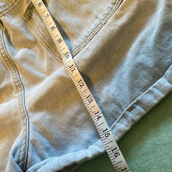 Plaid & Plain ruffle top denim jean shorts light wash size L - Picture 10 of 12